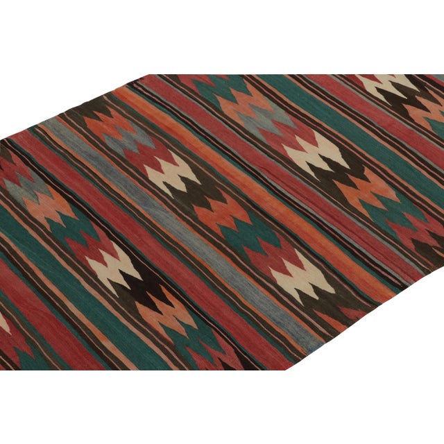 Rug & Kilim 1950s Vintage Kilim Rug in Colorful Tribal Pattern, Red With Orange and Teal For Sale - Image 4 of 5