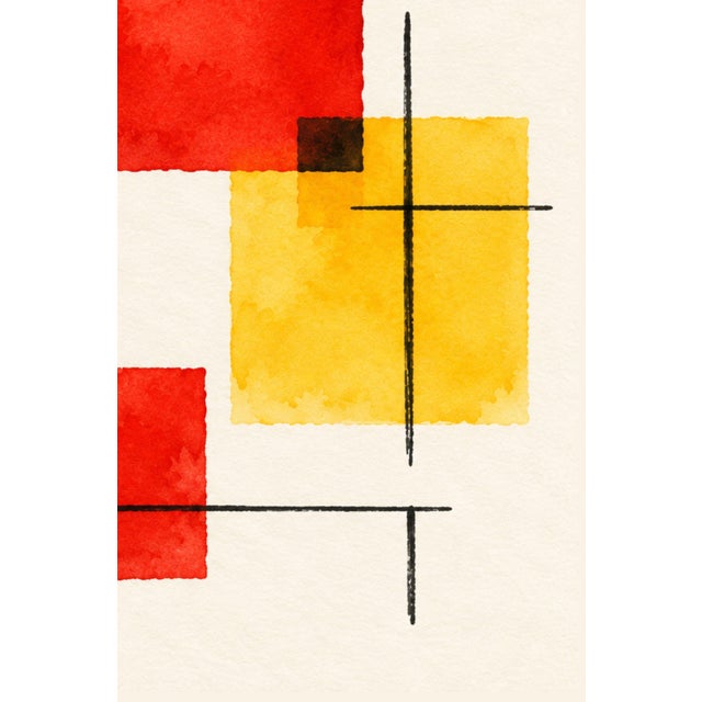Paper Midcentury Modern Art Print – Primary Color Geometric Abstract, 24" X 36" For Sale - Image 7 of 8