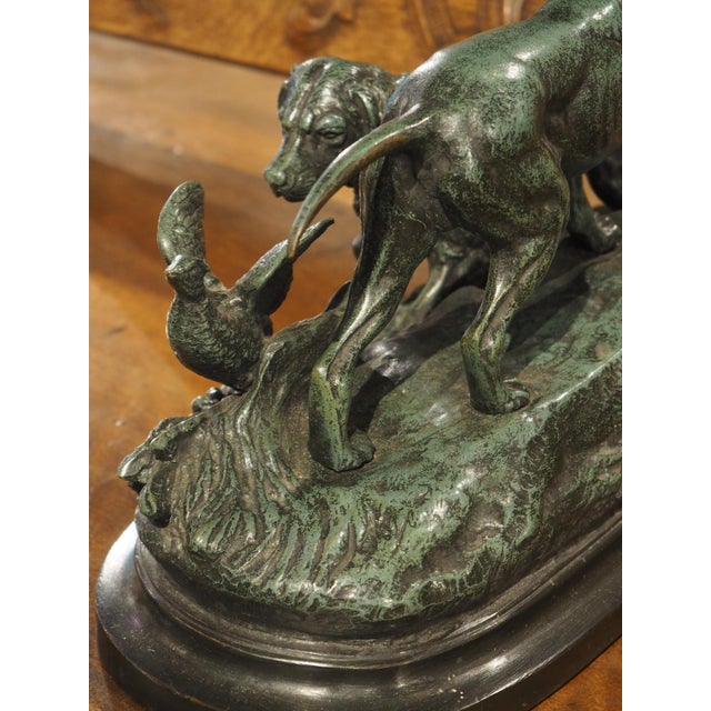 19th Century French Bronze Sculpture, a Pointer and Spaniel Hunting a Pheasant For Sale - Image 12 of 18