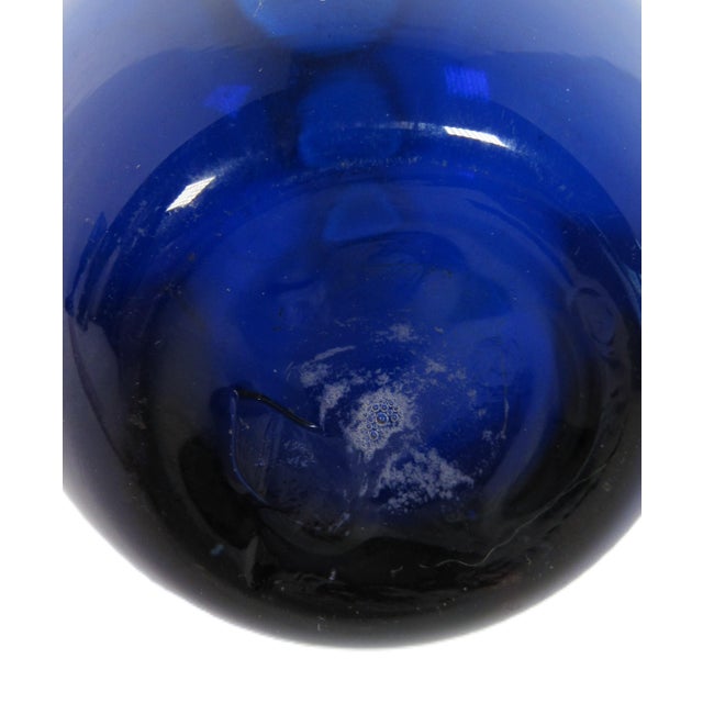 Mid-Century Blown Glass Vase Cobalt Blue 9" For Sale - Image 10 of 11