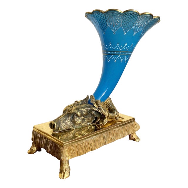 Soliflore Vase in Opaline and Bronze from Rhyton For Sale