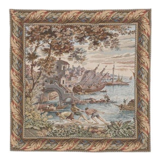 Venice Docks Loom Woven Tapestry - 82 X 82 Cm (2'8" X 2'8") - Requires Rod Size 2 For Sale