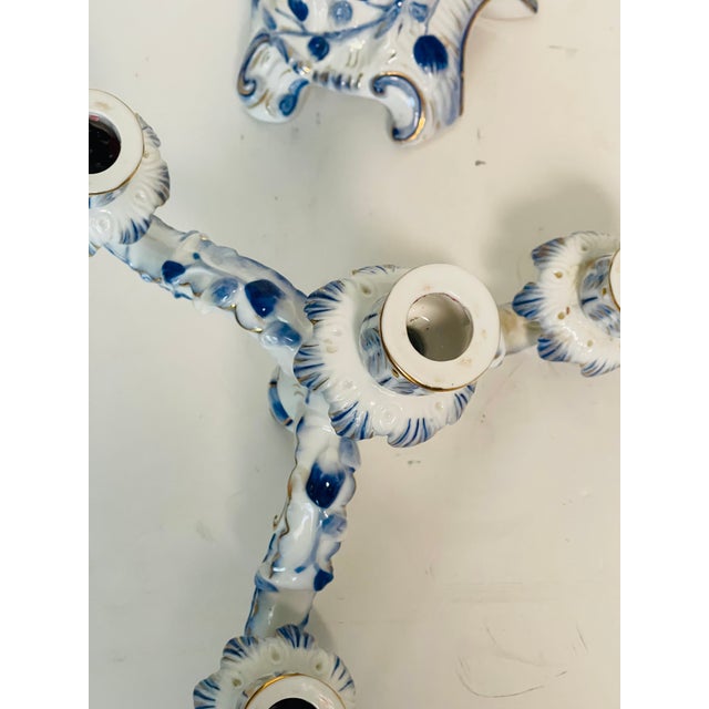 Vintage German Meisen Style Porcelain Figural 2 Parts Candleholders For Sale - Image 10 of 11