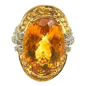Bochic “Orient” Vintage Yellow Sapphire, Citrine & Diamonds Set 18K Gold & Silver