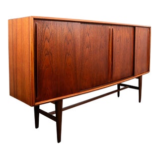 Mid Century Danish Modern Credenza Teak Sideboard Central Bar Rosewood MCM 78" For Sale