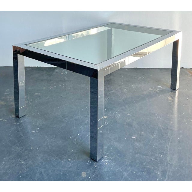 Wood Vintage Boho Chrome Cityscape Dining Table After Paul Evans For Sale - Image 7 of 12