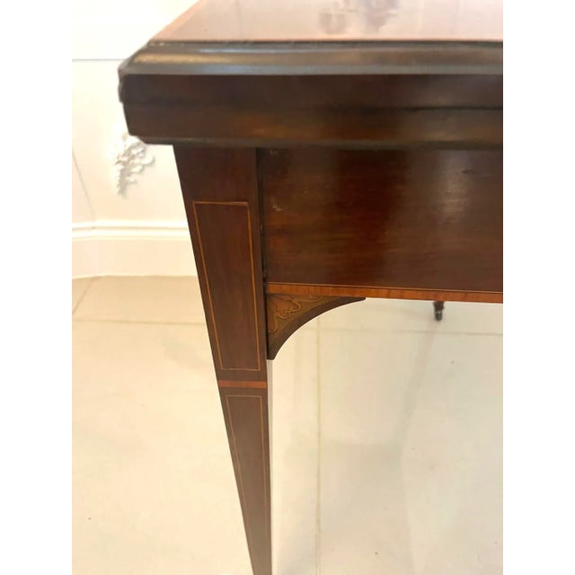 Antique Edwardian Mahogany Inlaid Games Table For Sale - Image 9 of 13