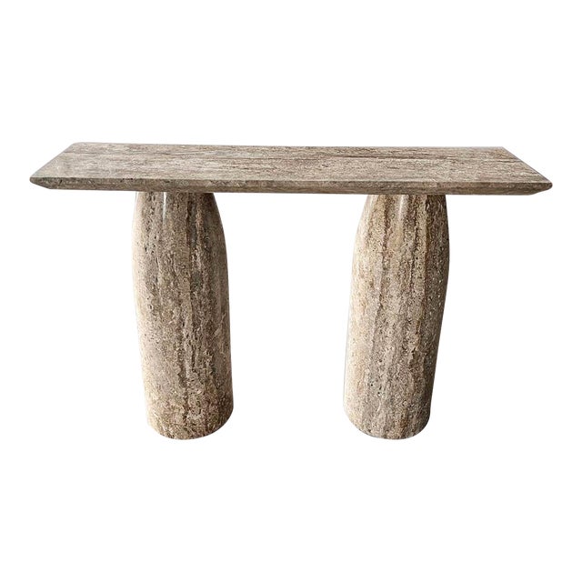 Serene Travertine Console Table For Sale