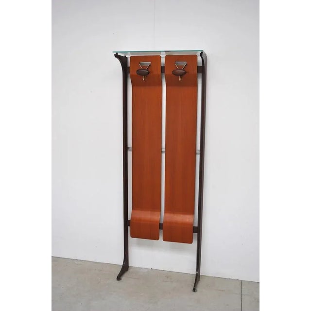 Mid-Century Wood & Glass Coat Stand with 2 Hooks by Gianfranco Frattini For Sale - Image 11 of 13