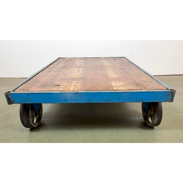 Large Industrial Blue Coffee Table Cart, 1960s For Sale - Image 13 of 16