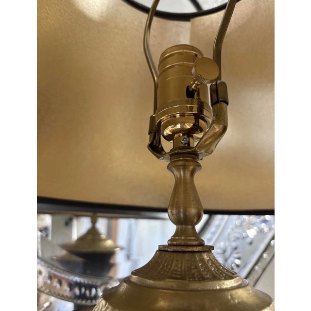 Metal Mid 20th Century Black and Brass Gold Neoclassical Lamp For Sale - Image 7 of 7
