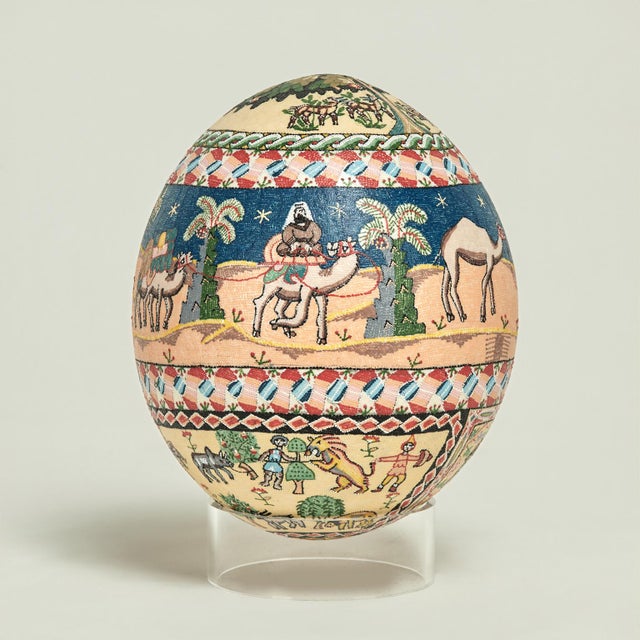 Moroccan Vintage Moroccan Decorated Ostrich Egg For Sale - Image 3 of 7