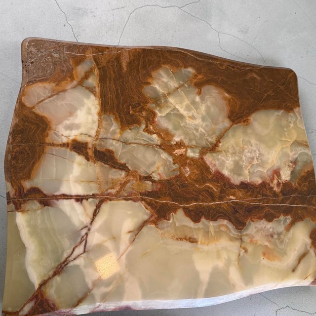 Wood 1970s Italian Vintage 4p Hand Carved Wood Onyx Top Coffee Table Side Accent Set For Sale - Image 7 of 15