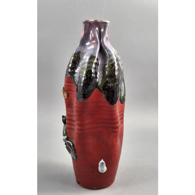 Meiji Japanese Sumida Gawa Vase in Lavender Flambé by Ban-Ni, Sage and Karako, 1900 For Sale - Image 5 of 14