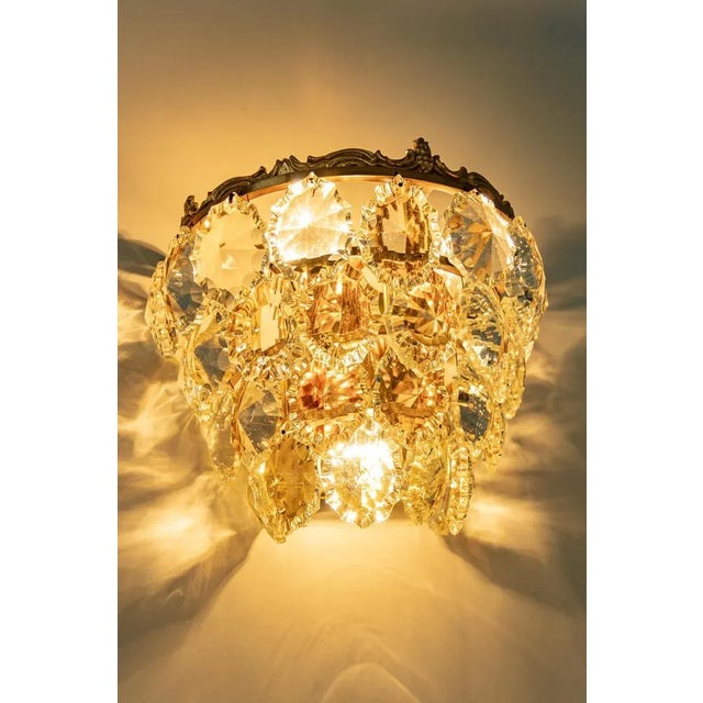 Gold Wall Lights in Brass and Crystal Glass from Bakalowits, Austria, 1960s For Sale - Image 8 of 10