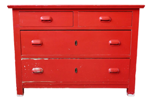 Red Patinated Dresser, 1940s