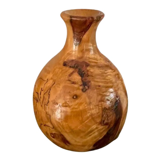 1990s Hand-Crafted Burlwood Vase, Artist Signed and Dated For Sale