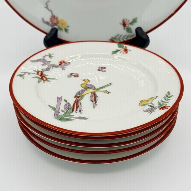 Chinoiserie Antique J. Pouyat Limoges Porcelain Chinoiserie Dessert Service for Wanamaker, 6 Pieces For Sale - Image 3 of 12