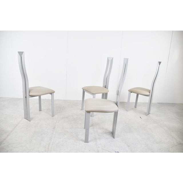 Gray Vintage Postmodern Dining Chairs, 1980s, Set of 4 For Sale - Image 8 of 12