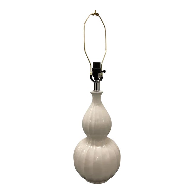 Large White Ceramic Table Lamp, France 1960s For Sale
