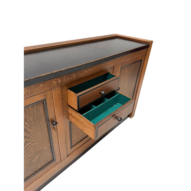 Art Deco Dutch Oak Credenza by J.A. Muntendam, 1920s For Sale - Image 6 of 11