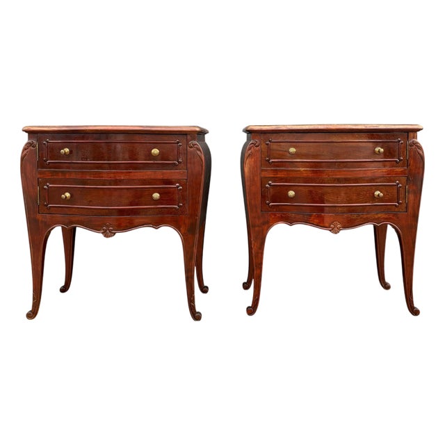 French Louis XV Style Bedside Tables, 1930s, Set of 2 For Sale