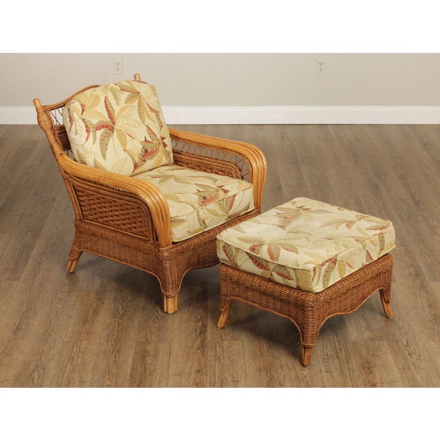 High Quality Rattan and Woven Wicker Frame Lounge Chair with Matching Ottoman