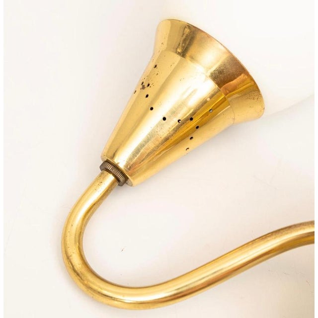 Brass Wall Lamps with Opaline Glass by Paavo Tynell, 1940s, Set of 2 For Sale - Image 17 of 18