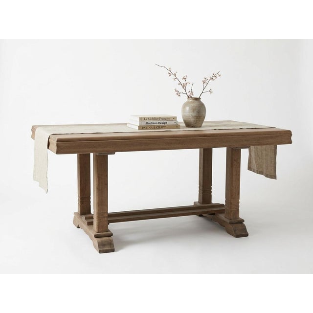 French Oak Farmhouse Trestle Dining Table, Normandy, 1920s, in Flawless conditions. Designed 1920 to 1949 This piece has...