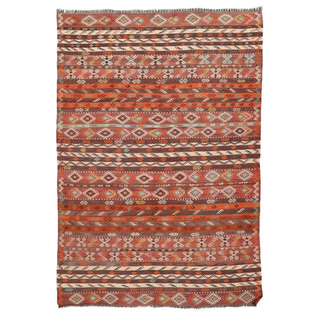 Textile Embroidered Vintage Kilim Rug For Sale - Image 7 of 7