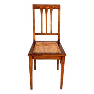 Antique Viennese Art Nouveau Cane and Wood Side Chair For Sale