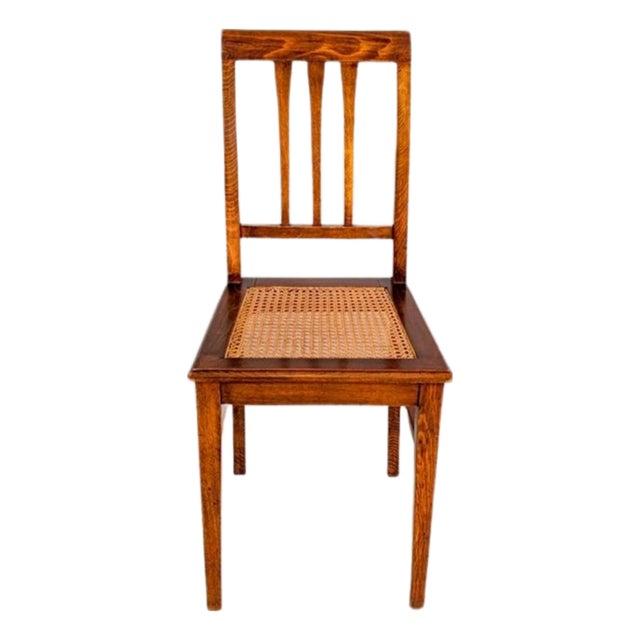 Antique Viennese Art Nouveau Cane and Wood Side Chair For Sale