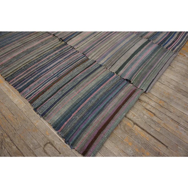 1920s Multicolor Stripe Design Antique American Shaker Flat Weave Cotton Rag Rug For Sale - Image 9 of 14