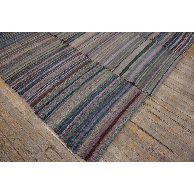 Considerable Gray Background and Multicolor Stripe Design Antique American Shaker Rag Rug For Sale - Image 9 of 11