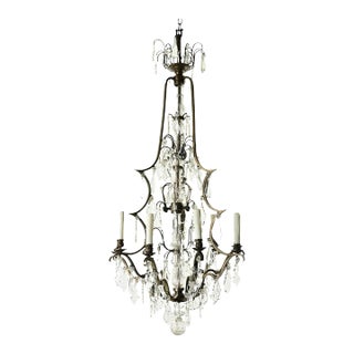 Massive French 19th Century Brass & Crystal Chandelier For Sale