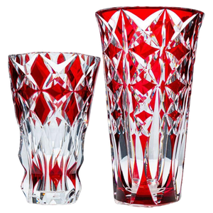 Large Saint Louis Vases in Deep Red Crystal, 1841, Set of 2