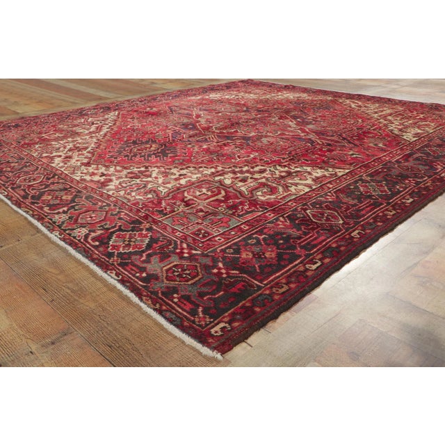 Vintage Persian Heriz Rug - 07'07 X 08'08 For Sale In Dallas - Image 6 of 9