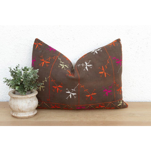 This 16x24 inch lumbar pillow is a breathtaking example of Antique Indian Folk Art, handcrafted from a salvaged Punjabi...