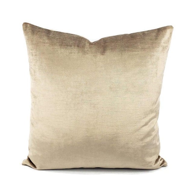 Greige Kravet Flamme Velvet in Greige Pillow Cover For Sale - Image 8 of 8