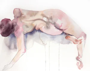 "Nude No. 109" Contemporary Original Nude Figure Watercolor Painting by Elizabeth Becker