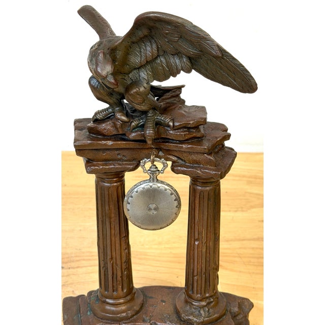 Neoclassical 19th-Century French/ Italian Neoclassical Cast Bronze Eagle Pocket Watch Holder For Sale - Image 3 of 18