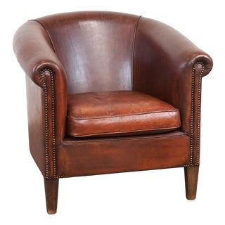 Club Chair in Sheepskin Leather For Sale