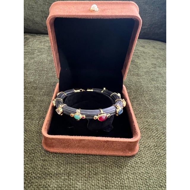 Art Deco Bochic "Capri" Ruby & Multi Color Sapphire Choker Set In 18K Gold & Silver For Sale - Image 3 of 18