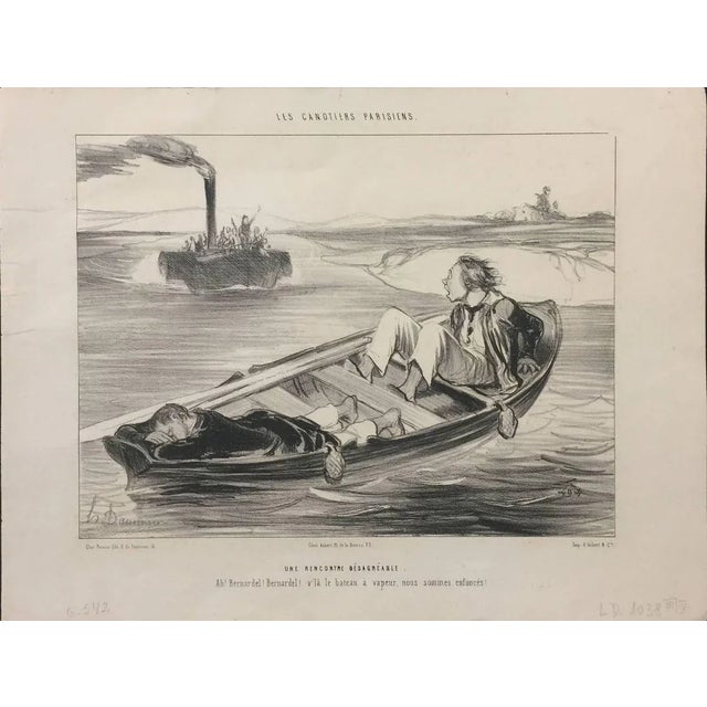 Les Canotiers Parisiens - Une Rencontre désagréable 1843 For Sale - Image 5 of 5