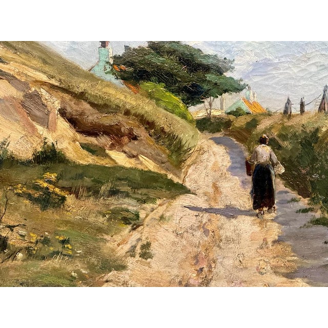 Female Figure, Path Through the Dunes, Returning from Fishing, 1890s-1910s, Oil on Canvas For Sale - Image 9 of 12