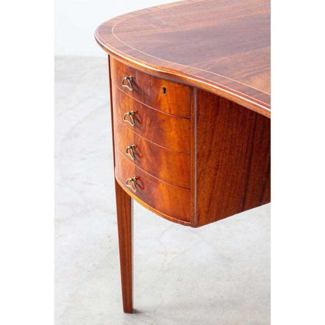 Wood Swedish Modern Organic Desk in Mahogany, 1940s For Sale - Image 7 of 15