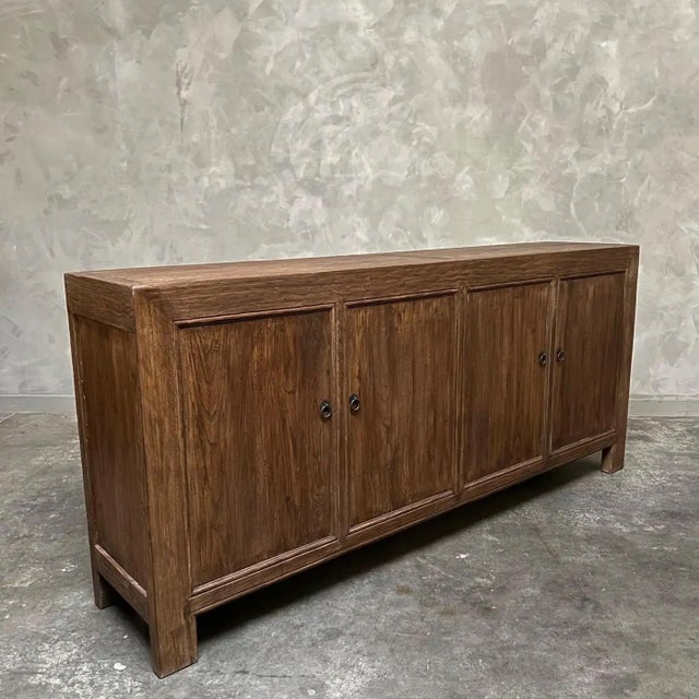 Not Yet Made - Made To Order Reclaimed Elm Wood 4 Door Cabinet or Sideboard in Dark Finish For Sale - Image 5 of 6