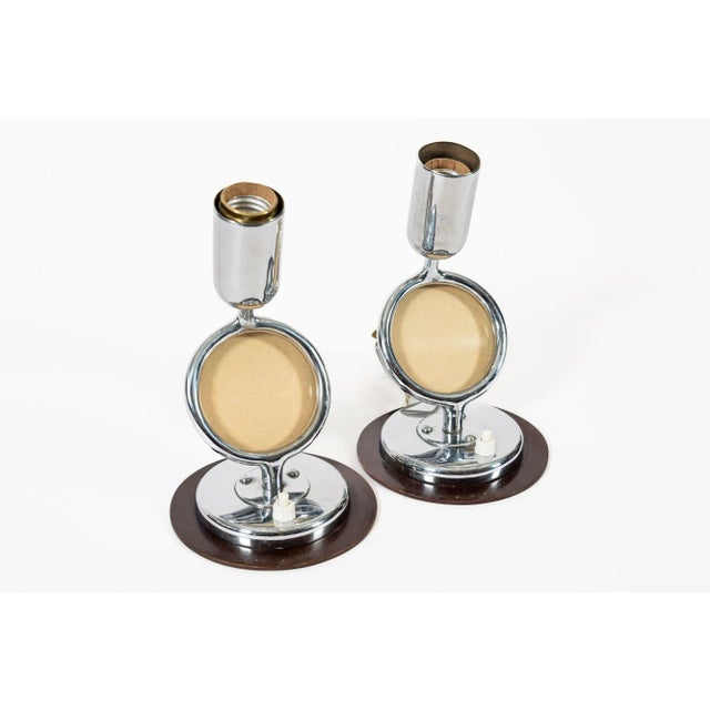 Antique Art Deco Bauhaus Pair Table Lamps With Glass Photo Inserts For Sale - Image 4 of 11