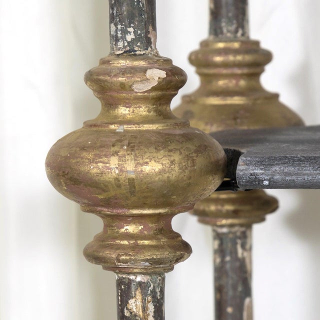 Bespoke French Industrial Étagère With 19th Century Giltwood Fragments For Sale - Image 13 of 17