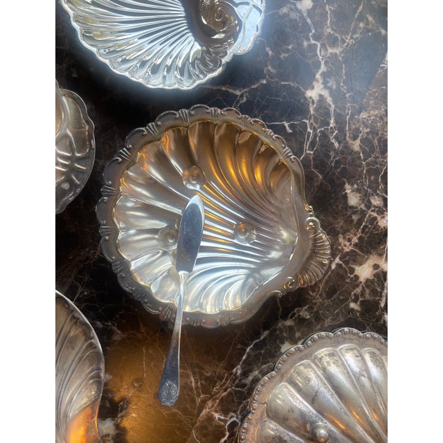 Vintage Silver & Glass Shell Caviar Dish Set - 7 pcs For Sale - Image 17 of 18